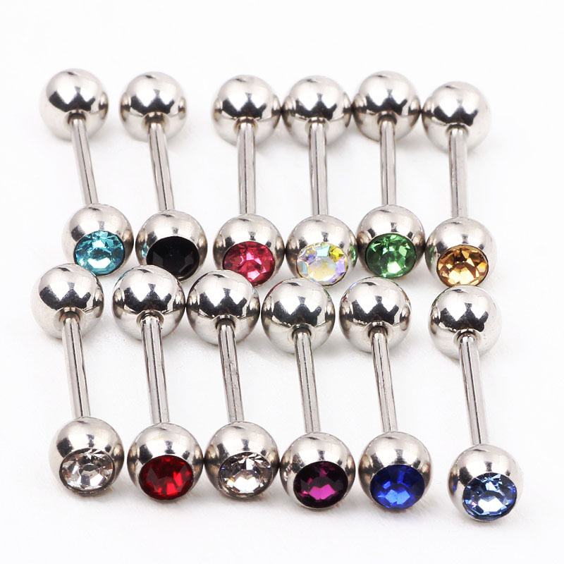 European and American Fashion Dumbbell Titanium Steel Tongue Stud Earrings Wholesale Cross-Border Piercing Jewelry - Image 4