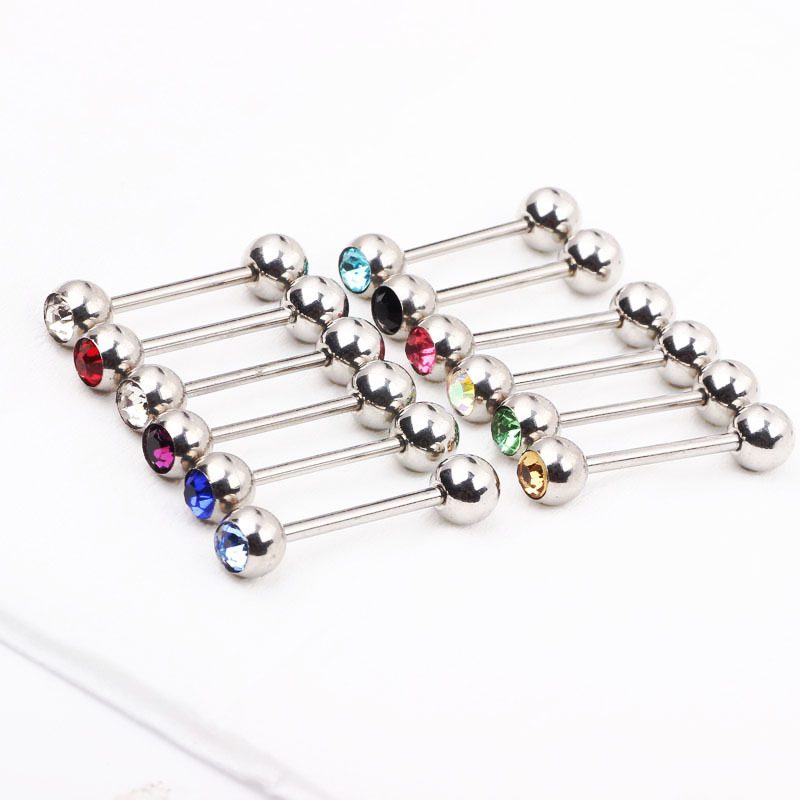 European and American Fashion Dumbbell Titanium Steel Tongue Stud Earrings Wholesale Cross-Border Piercing Jewelry - Image 3
