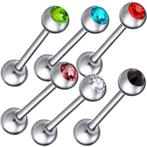 European and American Fashion Dumbbell Titanium Steel Tongue Stud Earrings Wholesale Cross-Border Piercing Jewelry