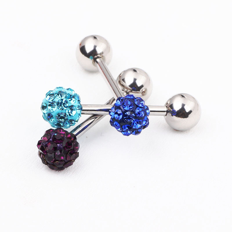 Special Promotion Titanium Steel Shambhala Austrian Earring Tongue Ring Female Breast Ring Full Diamond Ball - Image 5