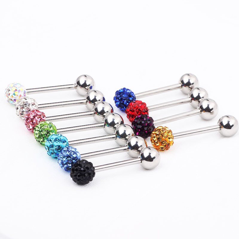 Special Promotion Titanium Steel Shambhala Austrian Earring Tongue Ring Female Breast Ring Full Diamond Ball - Image 3