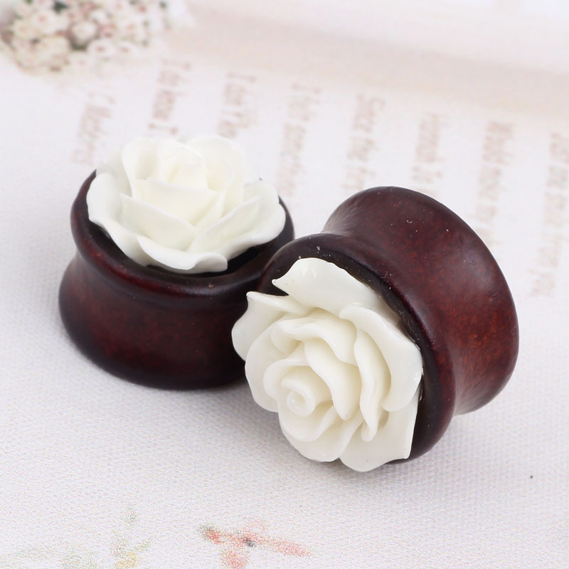 New Eucalyptus Flower Hollow Ear Expander Ear Plug Earring Wooden Stretcher 20mm - Image 2
