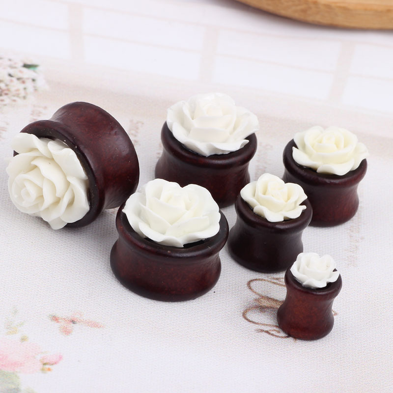 New Eucalyptus Flower Hollow Ear Expander Ear Plug Earring Wooden Stretcher 20mm - Image 5