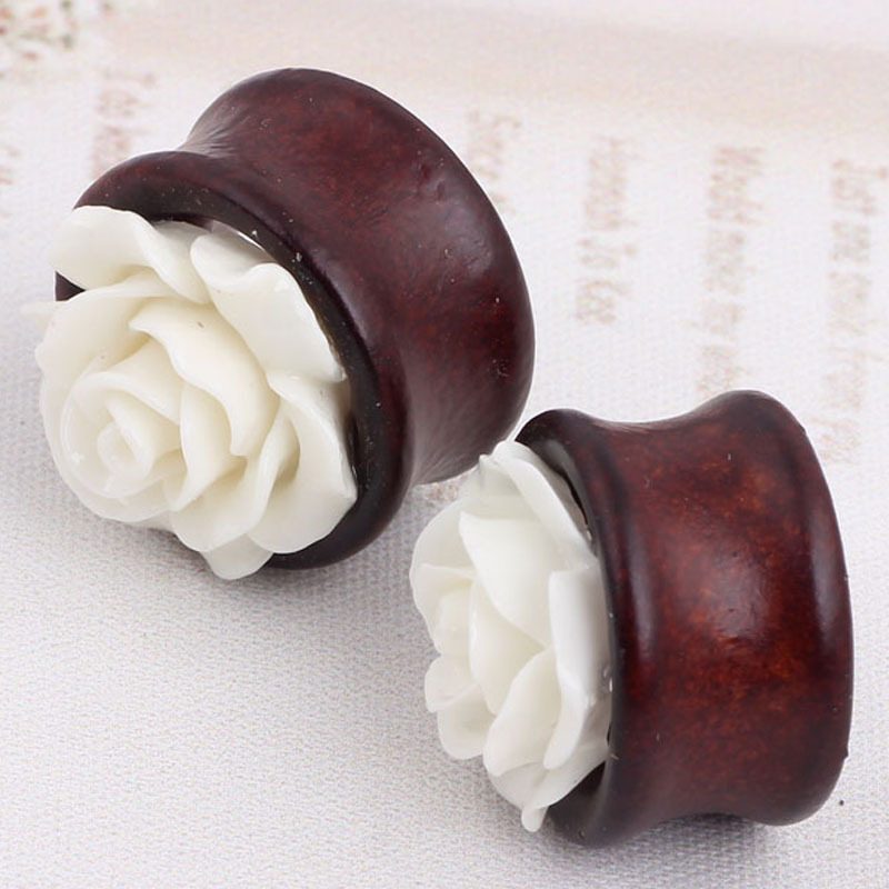 New Eucalyptus Flower Hollow Ear Expander Ear Plug Earring Wooden Stretcher 20mm - Image 3