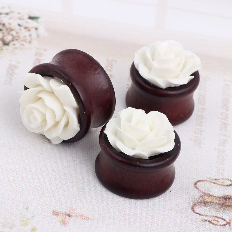 New Eucalyptus Flower Hollow Ear Expander Ear Plug Earring Wooden Stretcher 20mm - Image 4