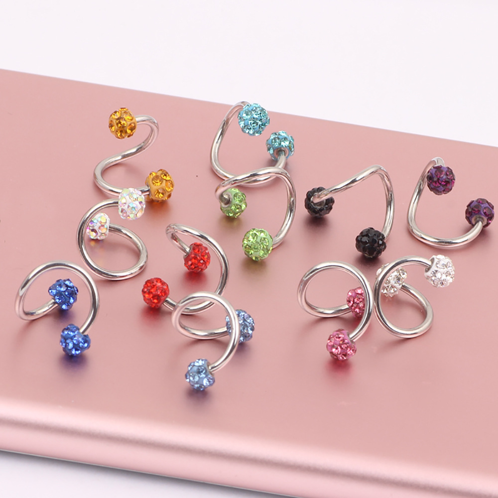 Full Drill Ball Titanium Steel Earrings Shambhala Broken Diamond Colored Diamond Ball Ear Bone Nail S Rod 3.5mm Ball CZ - Image 2