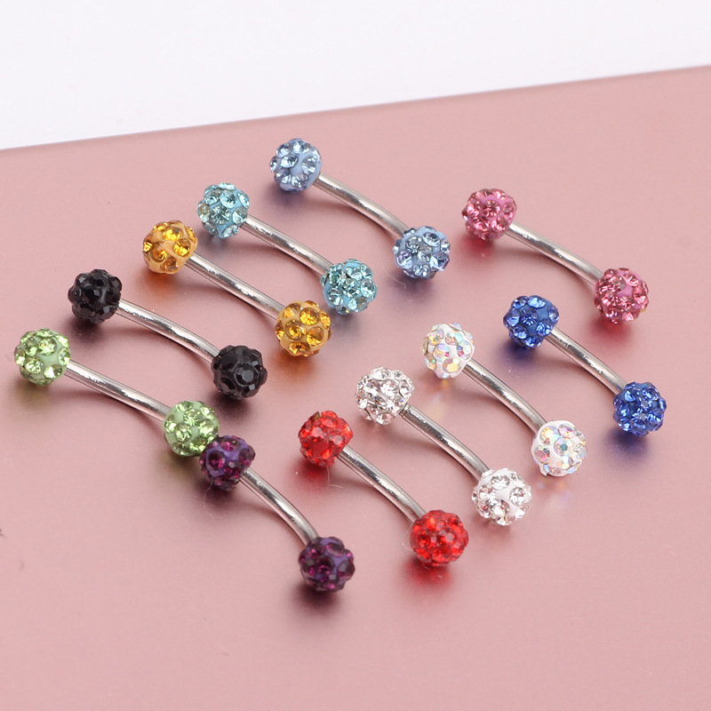 Fashion Trend Curved Ball Shambhala Colorful Eyebrow Nose Lip Earring Basic Piercing Jewelry 316L Surgical Steel - Image 5