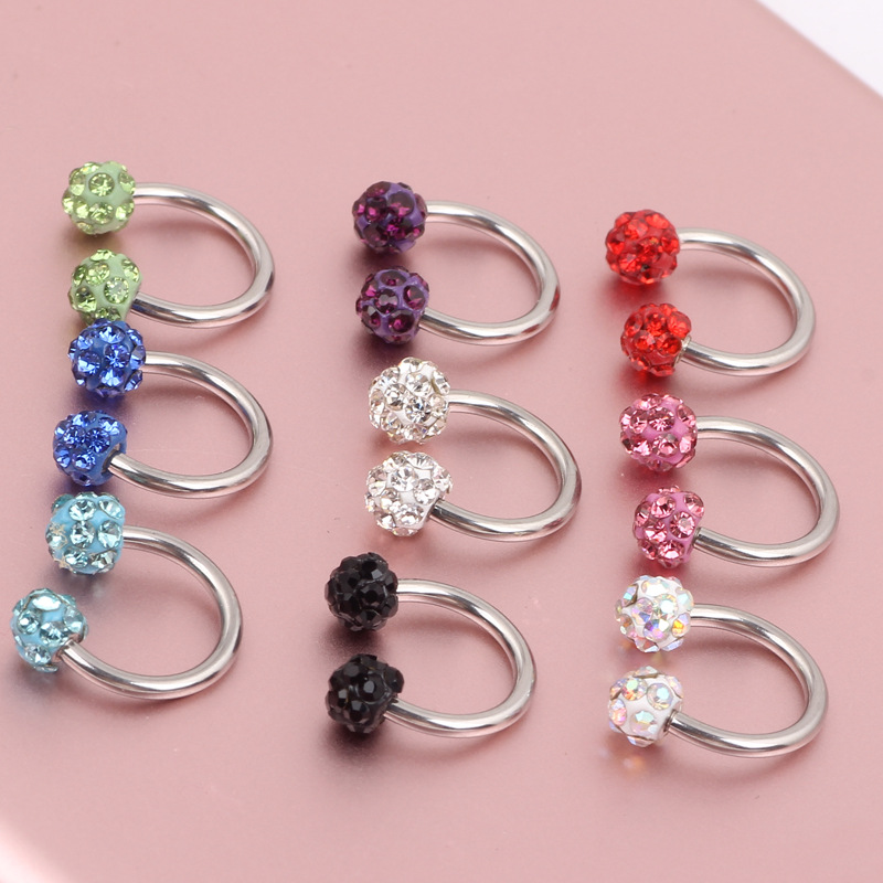 Gold Shambhala Ball Ear Studs Nose Nail Eyebrow Nail Lip Nail Ear Cartilage C Rod Non Allergic 316L Surgical Steel - Image 3
