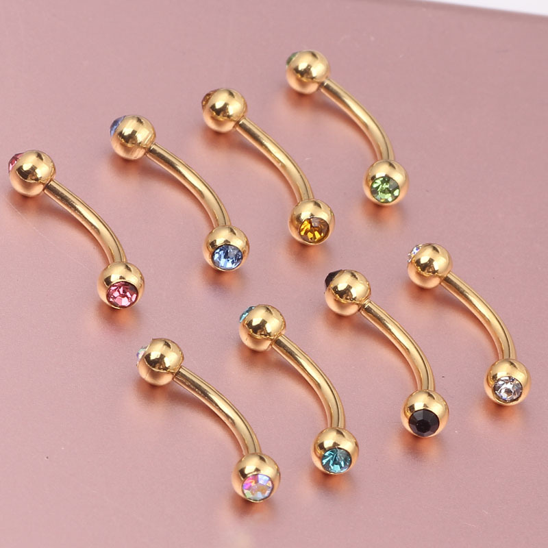 316L Surgical Steel Eyebrow Rings Small Bone Earrings for Ear Eyebrow Piercing Jewelry Gold Fashion OL Style - Image 2