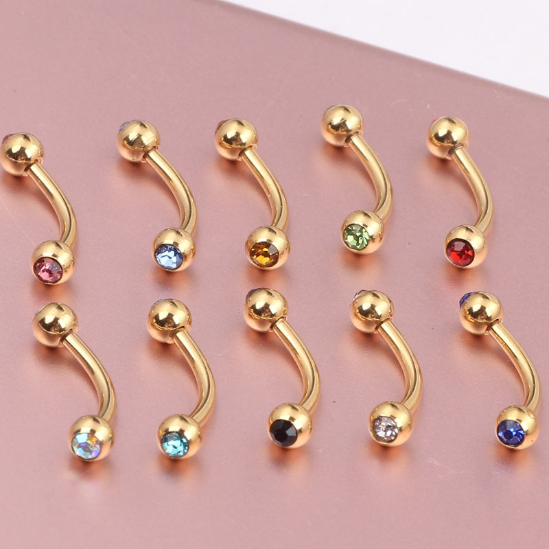 316L Surgical Steel Eyebrow Rings Small Bone Earrings for Ear Eyebrow Piercing Jewelry Gold Fashion OL Style - Image 4