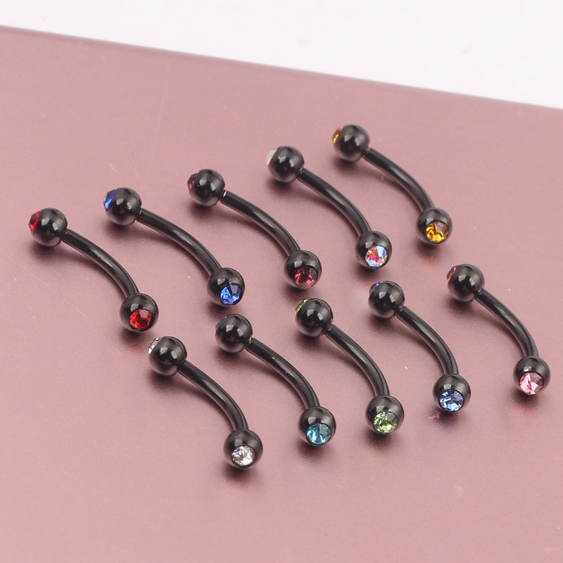 Gold Tone Double CZ Eyebrow Barbell 316L Surgical Steel Body Piercing Jewelry for Eyebrow Lip Ear - Image 2