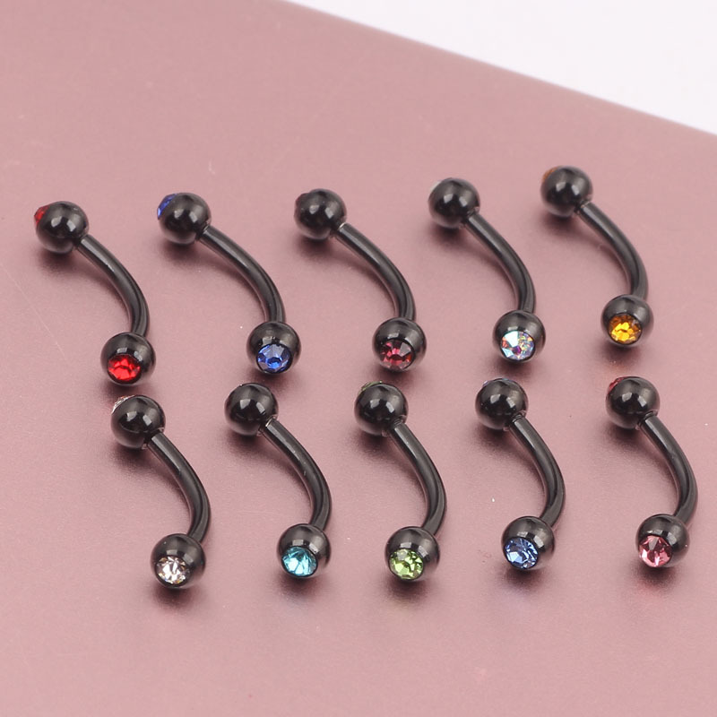 Gold Tone Double CZ Eyebrow Barbell 316L Surgical Steel Body Piercing Jewelry for Eyebrow Lip Ear - Image 3