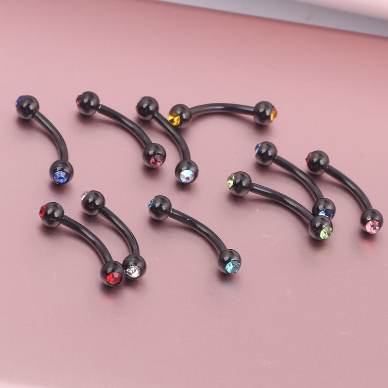 Gold Tone Double CZ Eyebrow Barbell 316L Surgical Steel Body Piercing Jewelry for Eyebrow Lip Ear - Image 5