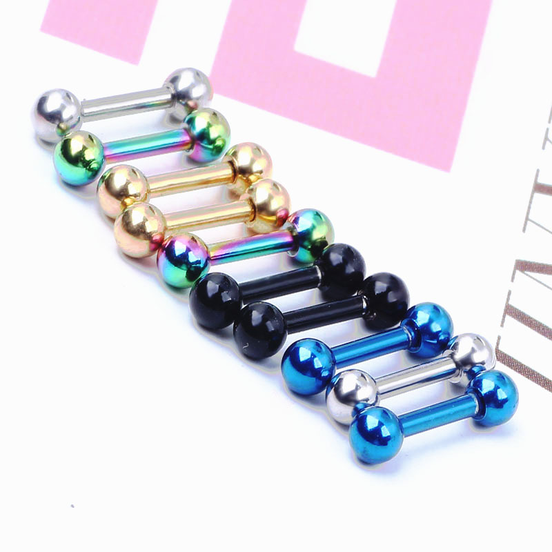 Cosshuo 3mm Dumbbell Ball Earrings Rose Gold Titanium Steel Geometric Stud Earrings - Image 4