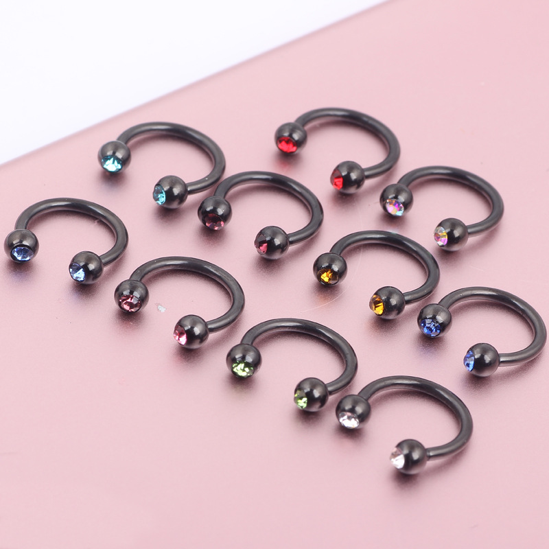 European American Fashion Nose Ring Stainless Steel C Type Nose Stud Hoop Geometric Peach Design Body Piercing Jewelry - Image 5
