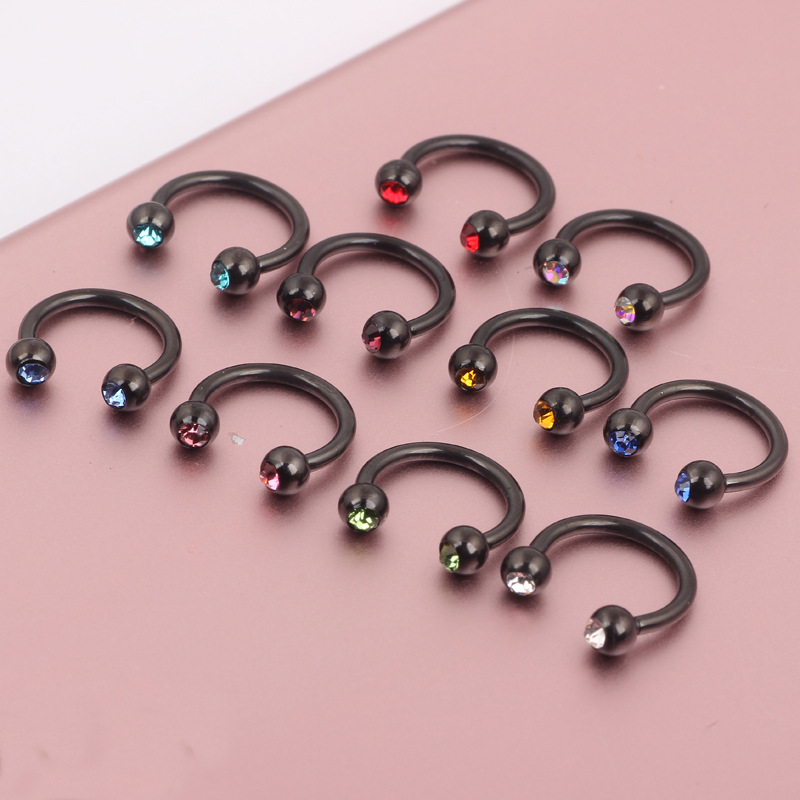 European American Fashion Nose Ring Stainless Steel C Type Nose Stud Hoop Geometric Peach Design Body Piercing Jewelry - Image 4