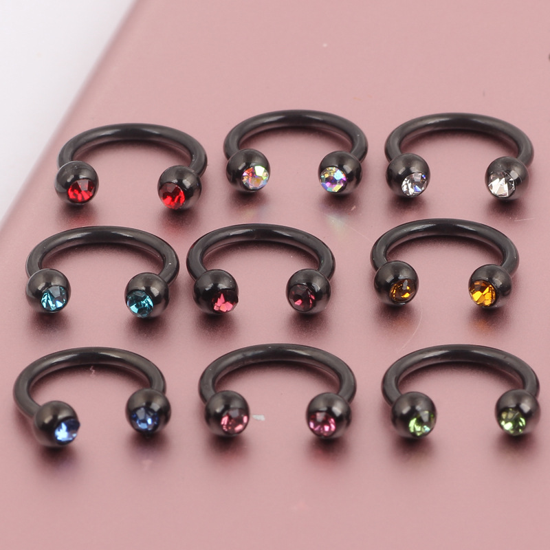 European American Fashion Nose Ring Stainless Steel C Type Nose Stud Hoop Geometric Peach Design Body Piercing Jewelry - Image 2