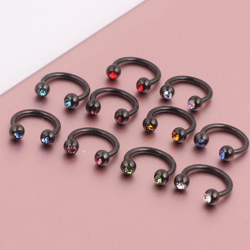 European American Fashion Nose Ring Stainless Steel C Type Nose Stud Hoop Geometric Peach Design Body Piercing Jewelry - Image 3