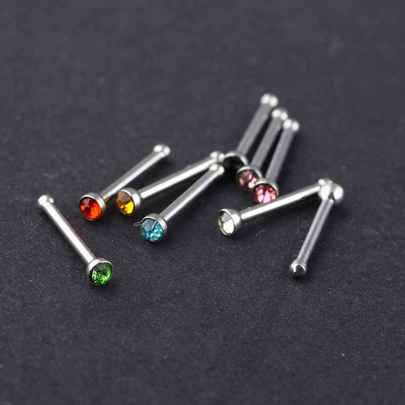 Simple Mini Rhinestone Stainless Steel Nose Stud Piercing Jewelry 2mm Wholesale - Image 2