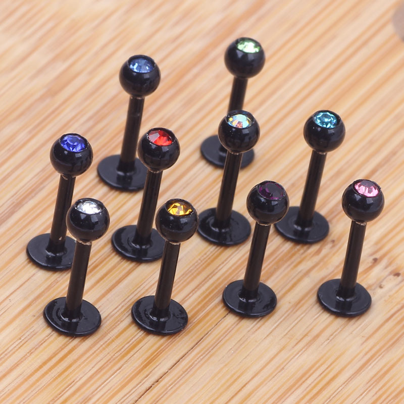 Black Rod Drill Earrings 316L Surgical Steel Lip Piercing Studs Wholesale Body Jewelry - Image 3