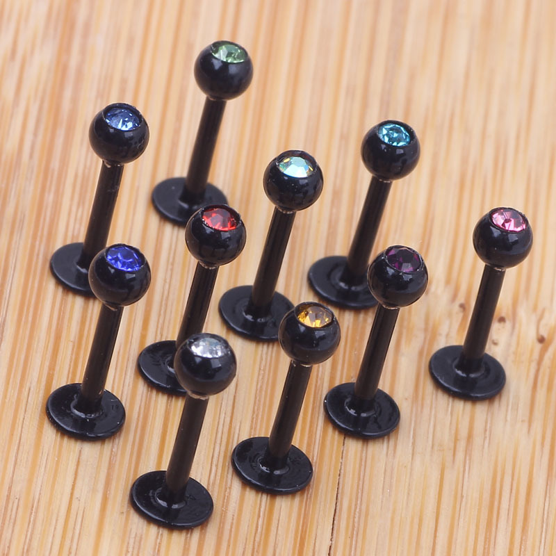 Black Rod Drill Earrings 316L Surgical Steel Lip Piercing Studs Wholesale Body Jewelry - Image 4