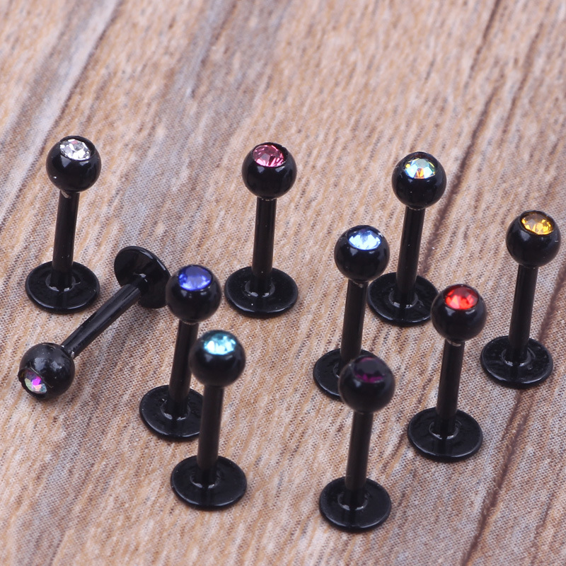Black Rod Drill Earrings 316L Surgical Steel Lip Piercing Studs Wholesale Body Jewelry - Image 2