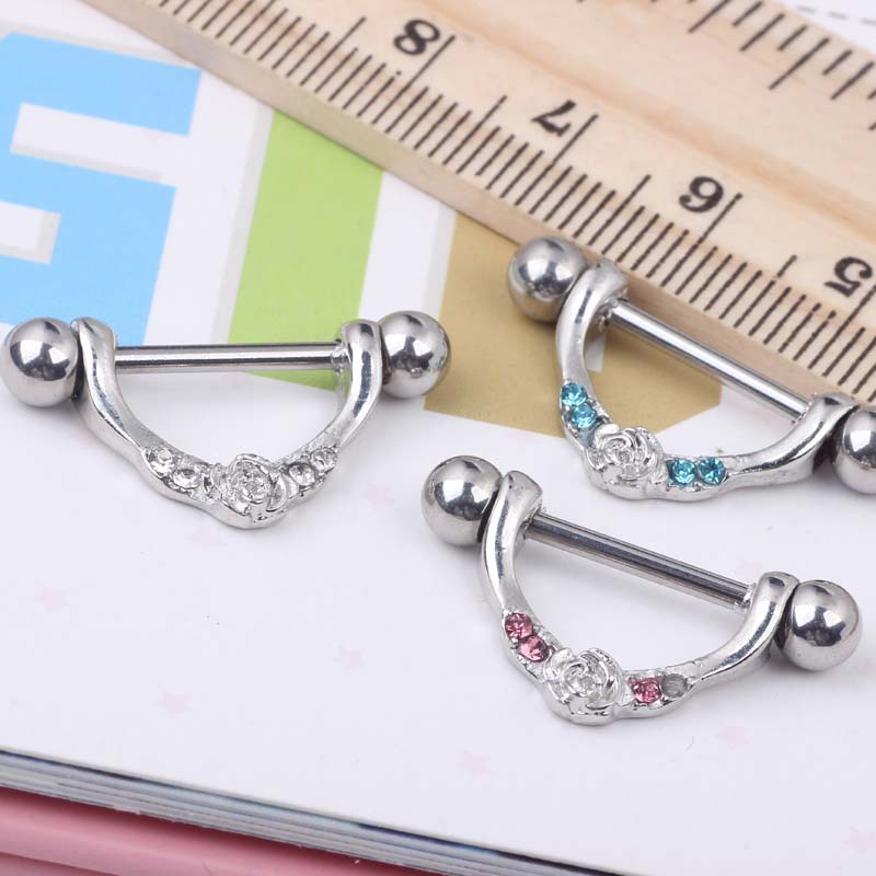 Amazon WISH Hot Selling Nine Gems Ladies Breast Ring Earrings Piercing 316L Surgical Steel - Image 5