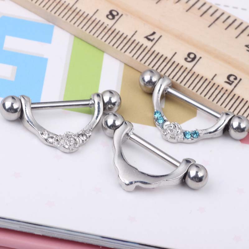 Amazon WISH Hot Selling Nine Gems Ladies Breast Ring Earrings Piercing 316L Surgical Steel - Image 4