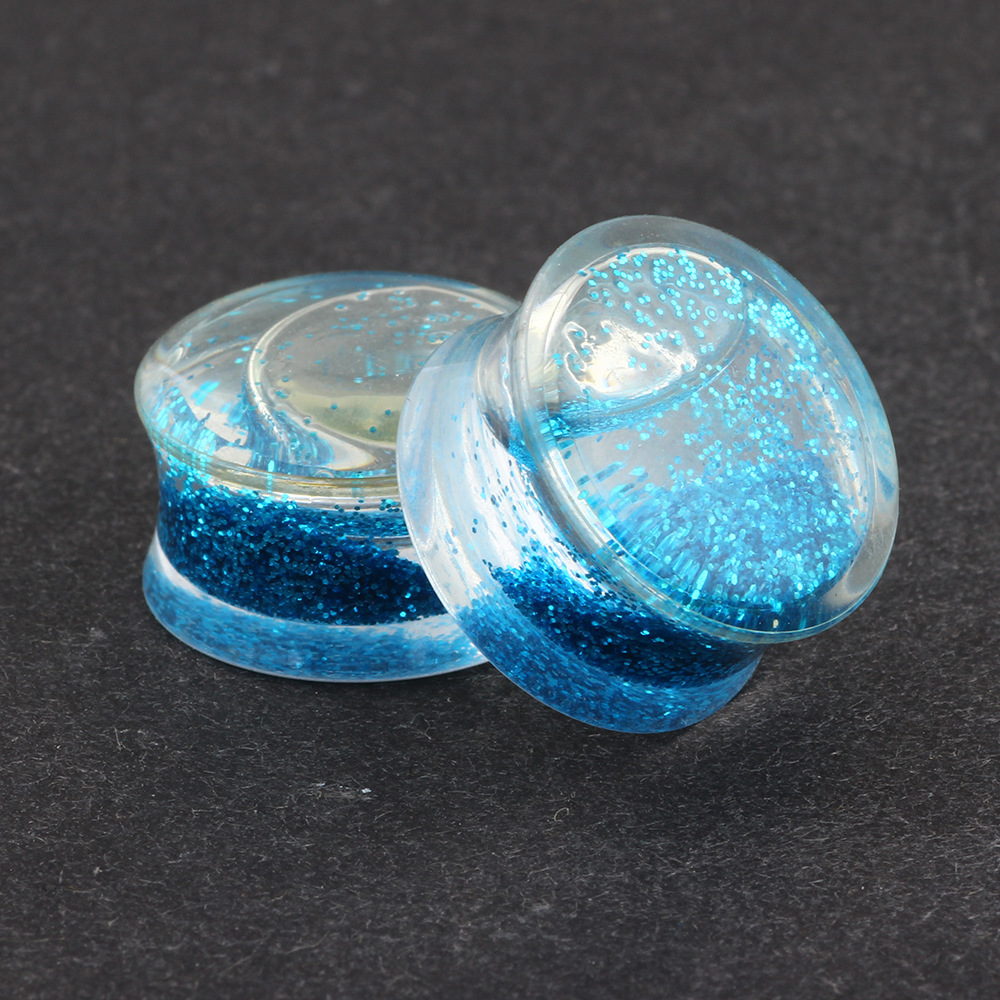 European and American Style Acrylic Transparent Blue Hoop Ear Tunnels Ear Piercing Expander Body Jewelry - Image 3