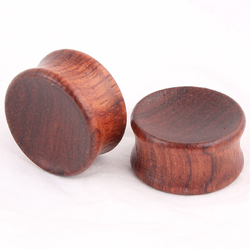European American Brown Concave Wood Ear Stretcher Tunnel 8-20mm Ear Expansion Plug - Image 5