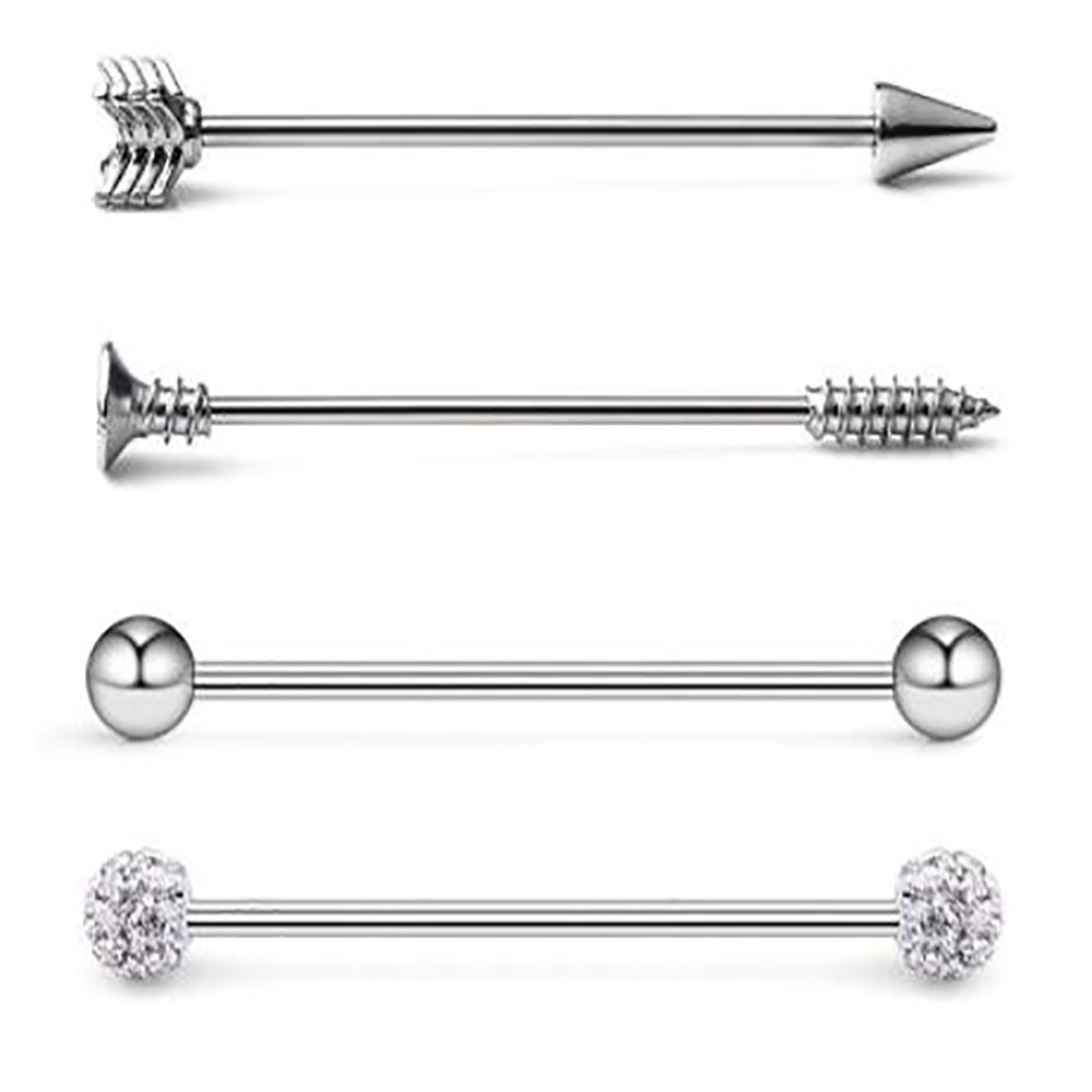 Industrial Barbell Set Arrow Earrings Double Ear Piercing Jewelry Stainless Steel Black - Image 3