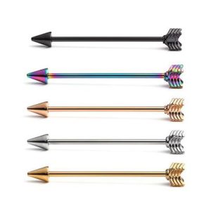 Arrow Ear Expansion Industrial Barbell Earrings Double Piercing Straight Bar Crossbar Stainless Steel Set