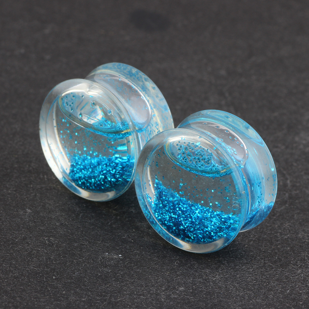 European and American Style Acrylic Transparent Blue Hoop Ear Tunnels Ear Piercing Expander Body Jewelry - Image 4