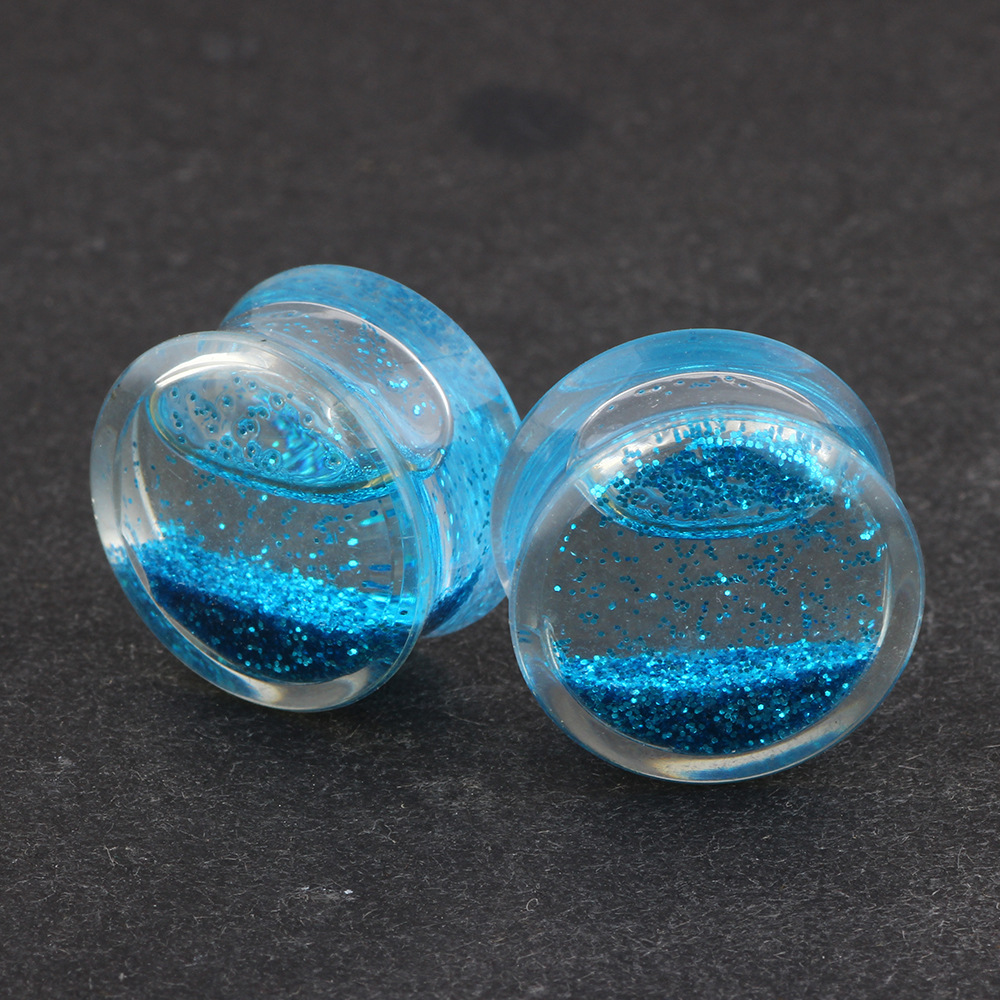 European and American Style Acrylic Transparent Blue Hoop Ear Tunnels Ear Piercing Expander Body Jewelry - Image 2