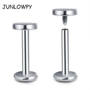 Flat Top Inner Thread Lip Labret Stud Earring Eyebrow Barbell 316L Surgical Steel Diamond Shape Body Piercing Jewelry