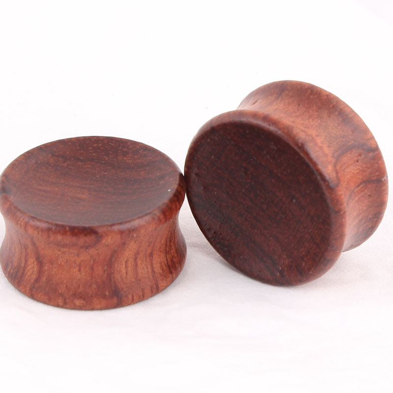 European American Brown Concave Wood Ear Stretcher Tunnel 8-20mm Ear Expansion Plug - Image 2