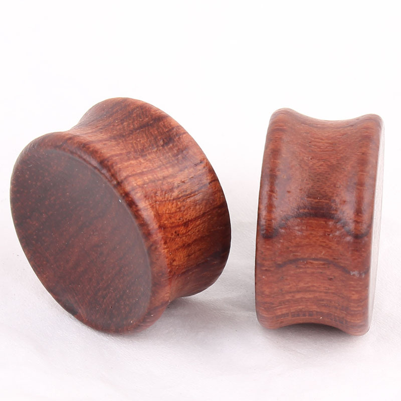 European American Brown Concave Wood Ear Stretcher Tunnel 8-20mm Ear Expansion Plug - Image 3
