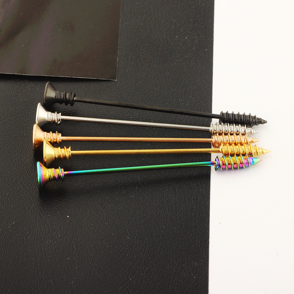 Screw Ear Expansion Industrial Barbell Set - 5 Pairs Distinctive Earrings for Double Ear Holes, Stainless Steel Straight Bar Crossbar, Popular European American Style - Image 2
