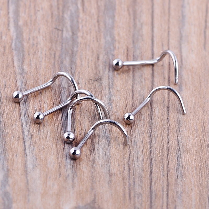 Golden Curved Nose Stud Ear Stud Eyebrow Nail Piercing Jewelry Ball Nose Ring Stainless Steel - Image 2