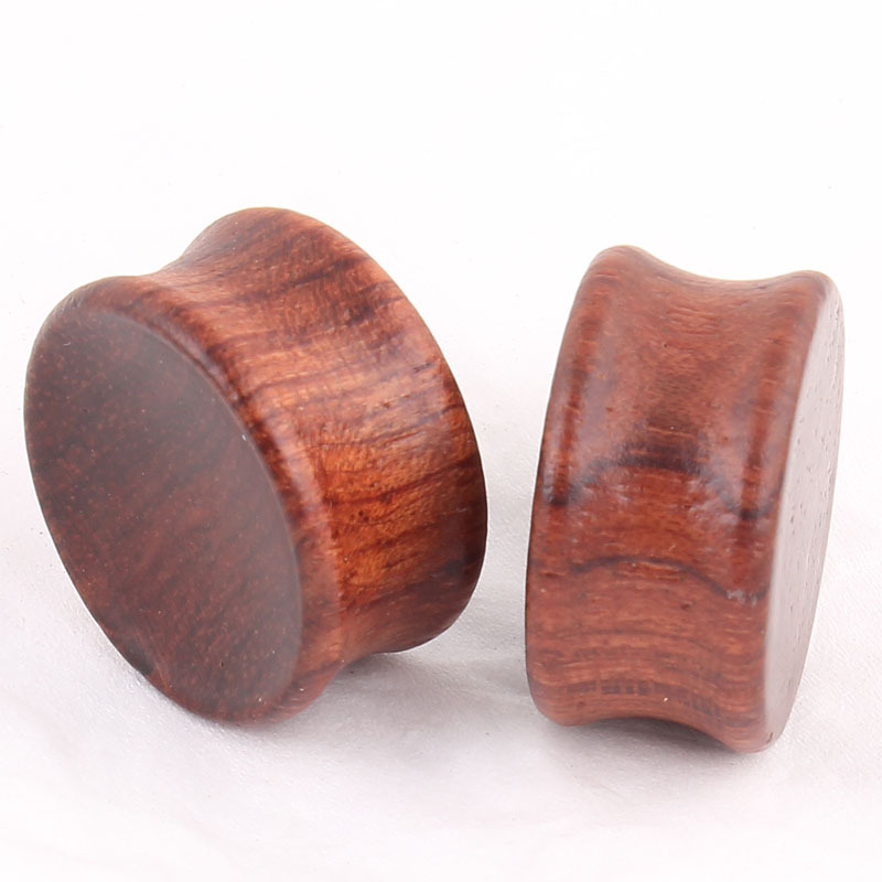 European American Brown Concave Wood Ear Stretcher Tunnel 8-20mm Ear Expansion Plug - Image 4
