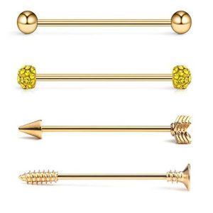 Industrial Barbell Set Arrow Earrings Double Ear Piercing Jewelry Stainless Steel Black