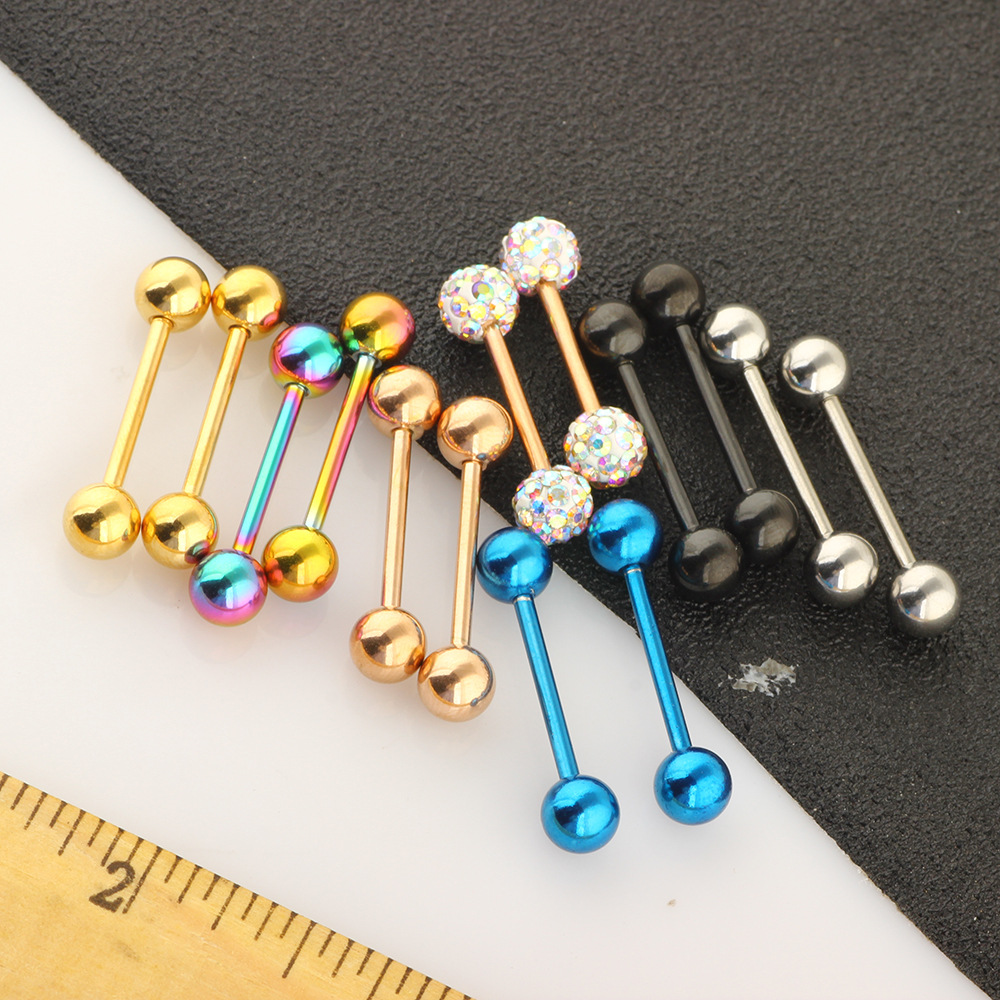 Amazon 14-Piece European and American Hot-Selling Body Piercing Jewelry Set Breast Rings Nipple Rings Tongue Rings Tongue Barbells Stainless Steel Rhinestone - Image 5