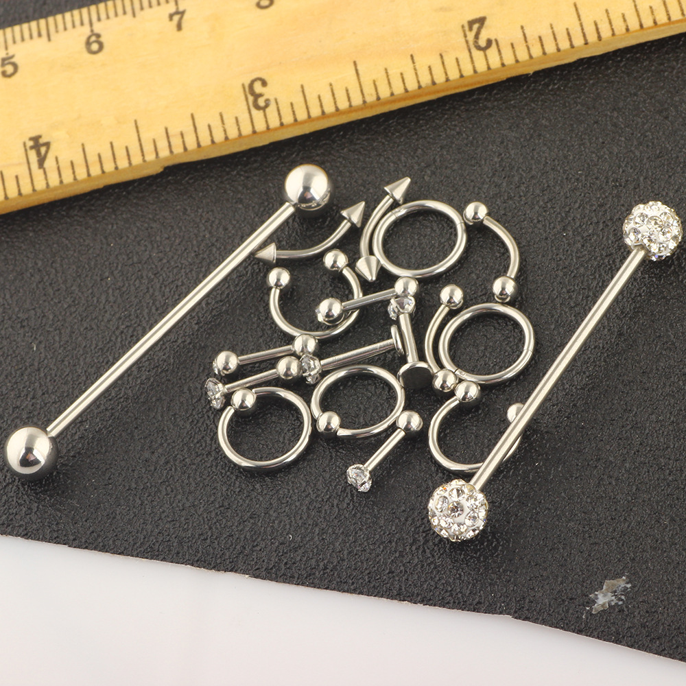 18 Pcs Stainless Steel Piercing Set Industrial Earring Nose Ring Eyebrow Lip Jewelry - Image 4