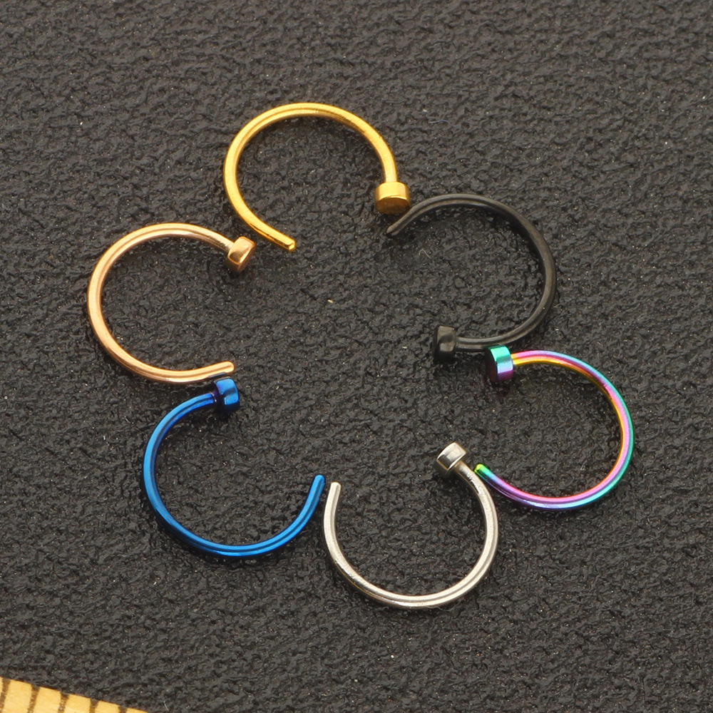 Stainless Steel C-Shape Nose Ring Nose Stud 6 Color Mixed Set - Popular Body Piercing Jewelry for Europe and US Amazon Supply - Image 3