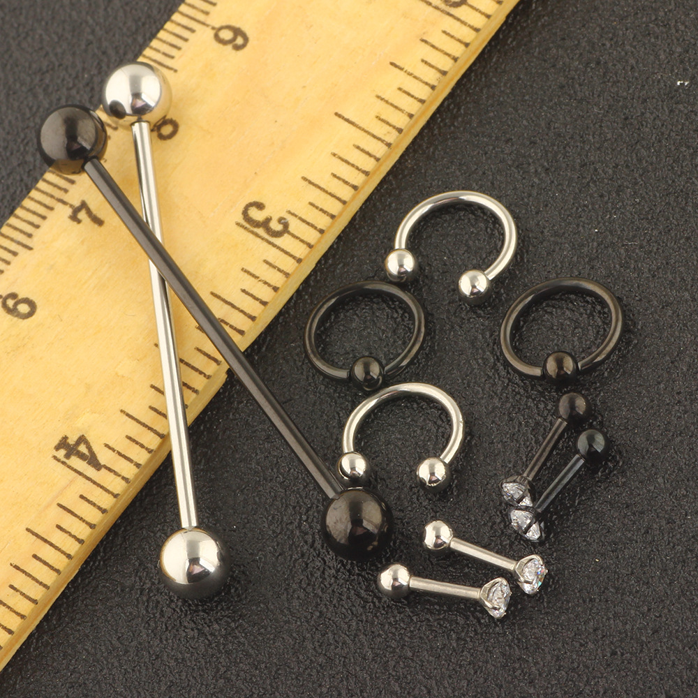 10 Piece Piercing Jewelry Set - Stainless Steel Nose Ring, Eyebrow Barbell, Lip Labret, Industrial Ear Studs - Geometric Style - Image 4