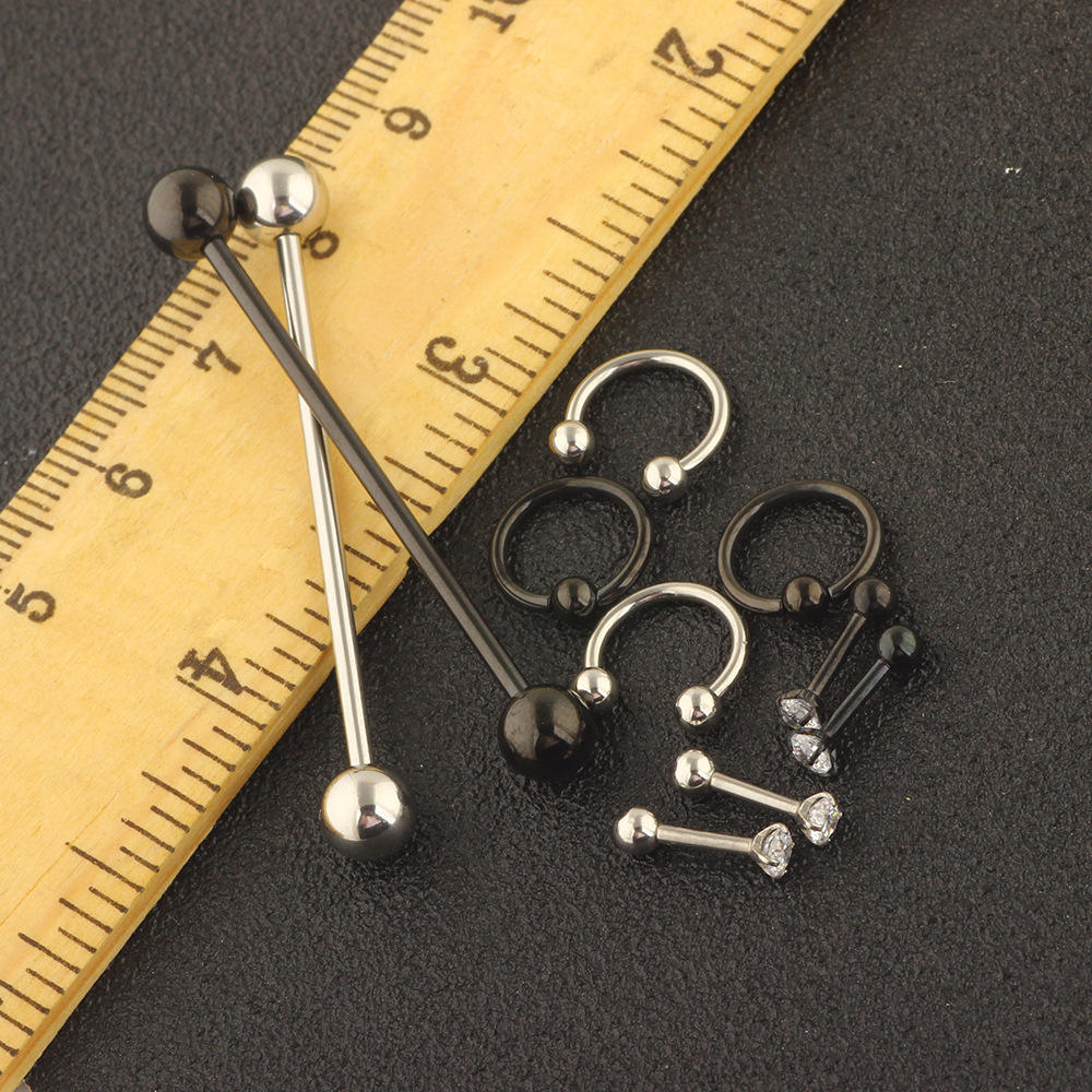 10 Piece Piercing Jewelry Set - Stainless Steel Nose Ring, Eyebrow Barbell, Lip Labret, Industrial Ear Studs - Geometric Style - Image 5