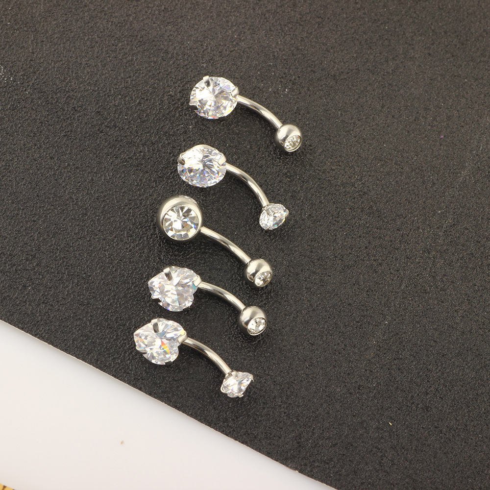 Amazon Hot Sale 5 Piece Stainless Steel Belly Button Rings Set - Fashionable Body Piercing Jewelry for Men and Women - Image 3