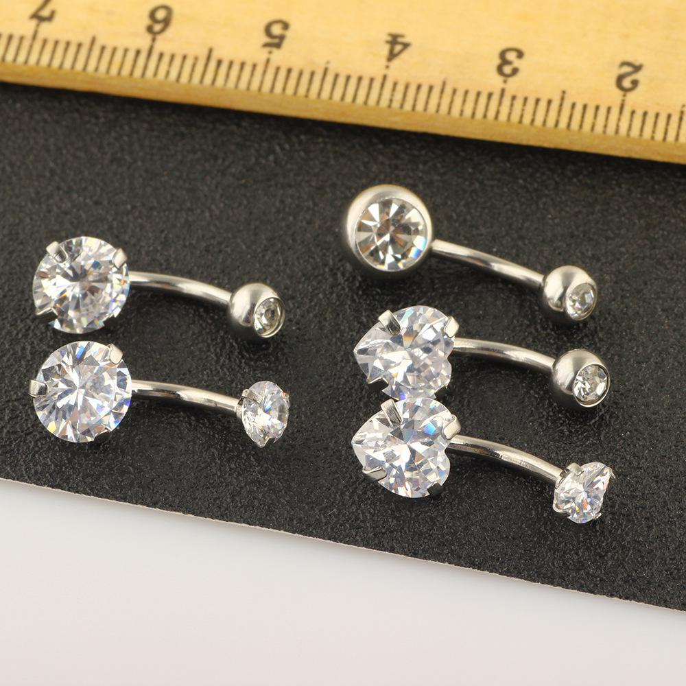 Amazon Hot Sale 5 Piece Stainless Steel Belly Button Rings Set - Fashionable Body Piercing Jewelry for Men and Women - Image 2