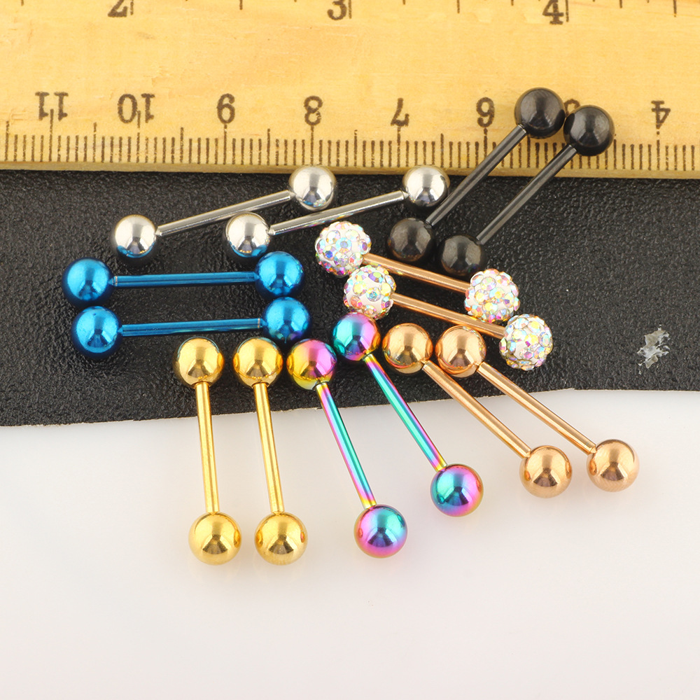 Amazon 14-Piece European and American Hot-Selling Body Piercing Jewelry Set Breast Rings Nipple Rings Tongue Rings Tongue Barbells Stainless Steel Rhinestone - Image 3