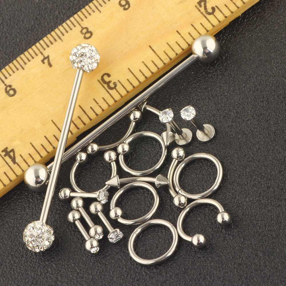 18 Pcs Stainless Steel Piercing Set Industrial Earring Nose Ring Eyebrow Lip Jewelry - Image 5